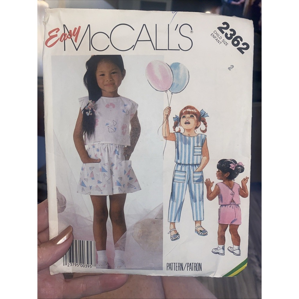 Vintage 1986 McCalls 2362 Girls Outfit Sewing Pattern Size 2 Cut Complete